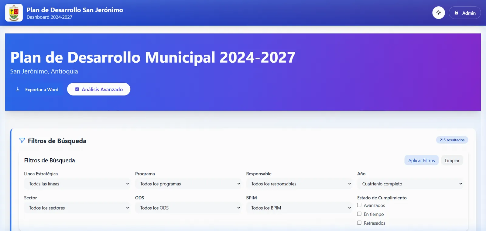 Sistema Plan de Desarrollo